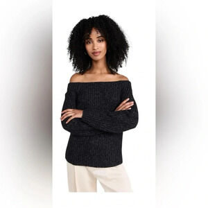 NWT VINCE Women's Marl Off Shoulder Sweater Dark Grey Extra Large